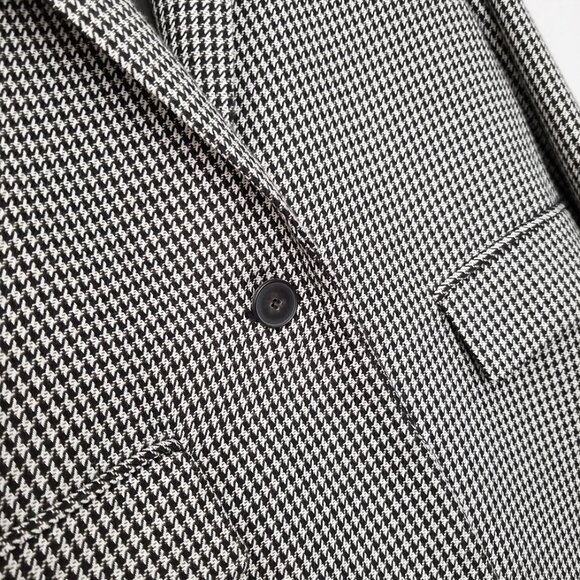 Mango Houndstooth Oversized Blazer Jacket S Gray Single Button Preppy Academia - Picture 13 of 16